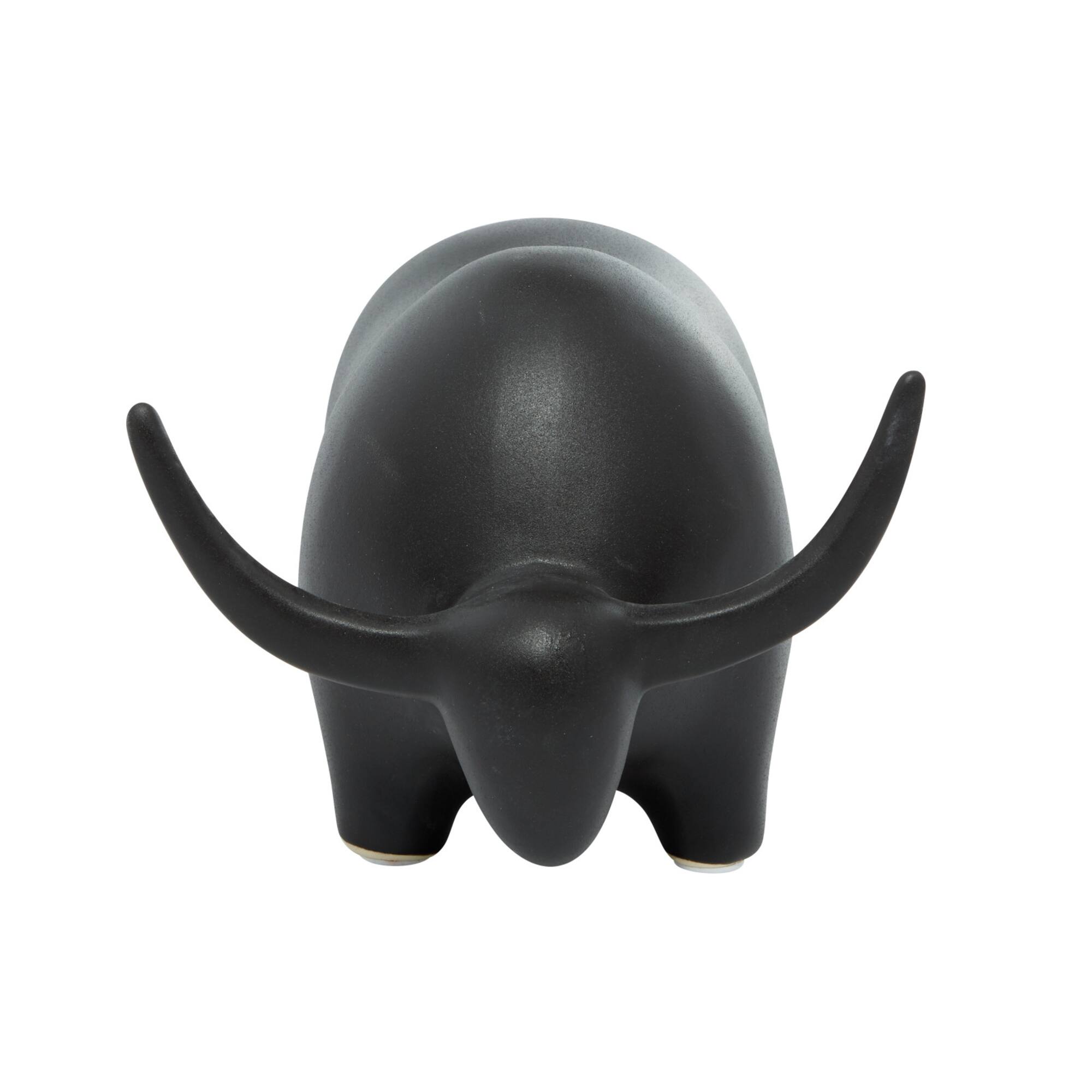 11" Black Contemporary Bull Sculpture